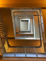 looking up a stairwell 