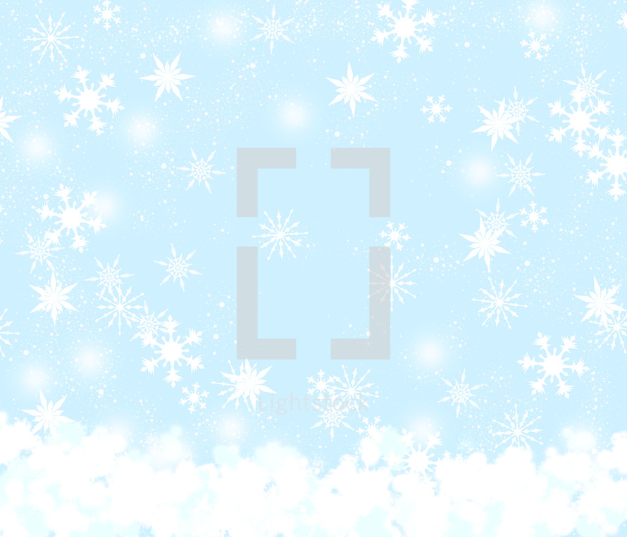 winter snowflakes on light blue background 