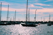 boats in a crowded bay 