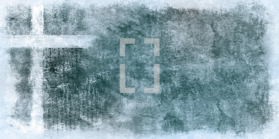white and light blue cross on blue gray texture background