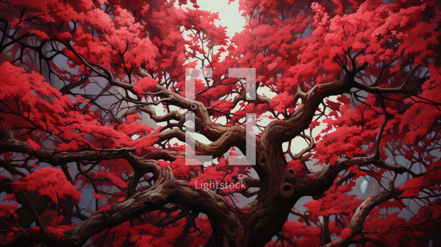 Tree with red flowers