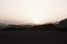 panoramic scene of outback at sunset 
