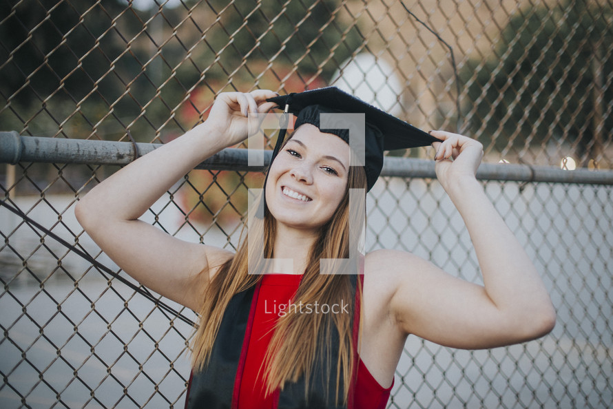 a girl with a graduation cap 