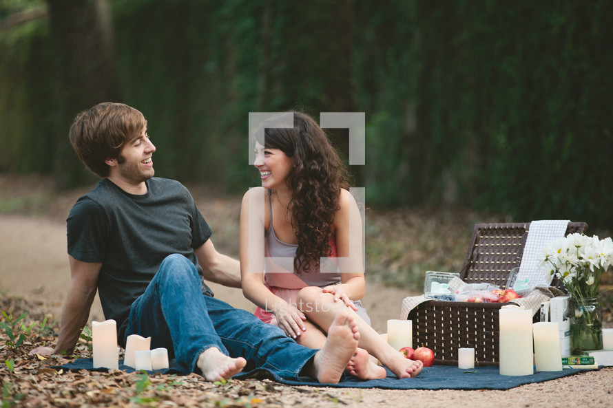 Couple having picnic