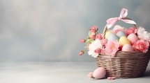 Basket Of Flowers And Eggs, Copy Space
