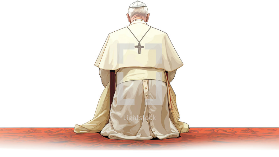 Pope praying artistic wallpaper 