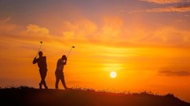 Golf Club Training With Sun Rising 