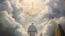 Pope in the sky entering paradise 