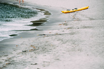 a kayak on a beach 