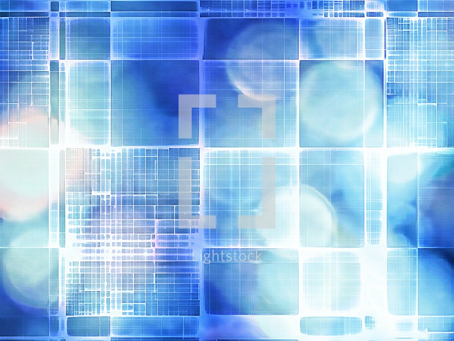 A blue bokeh cubist abstract background.