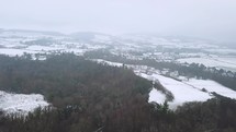 Aerial View of Kilgarron and Enniskerry, County Wicklow After Snowfall in the Fog, Ireland
