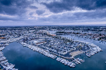 aerial view over Newport Beach California 