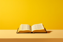 Open Bible on Yellow Backdrop