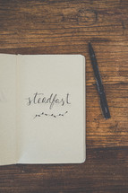 word steadfast on paper 