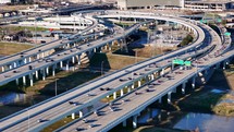 Aerial of Interstate 35 Traffic in Dallas Texas	
