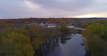 Ionia, Michigan, USA: Downtown City Establishing Shot, Wide Shot with Fall Colors