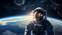 Astronaut in the atmosphere with earth background