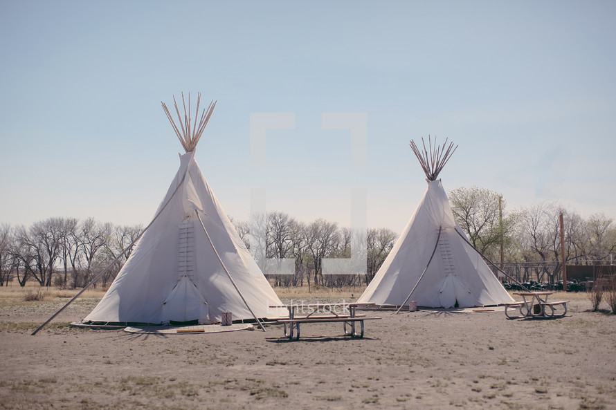 tee pees and picnic tables 