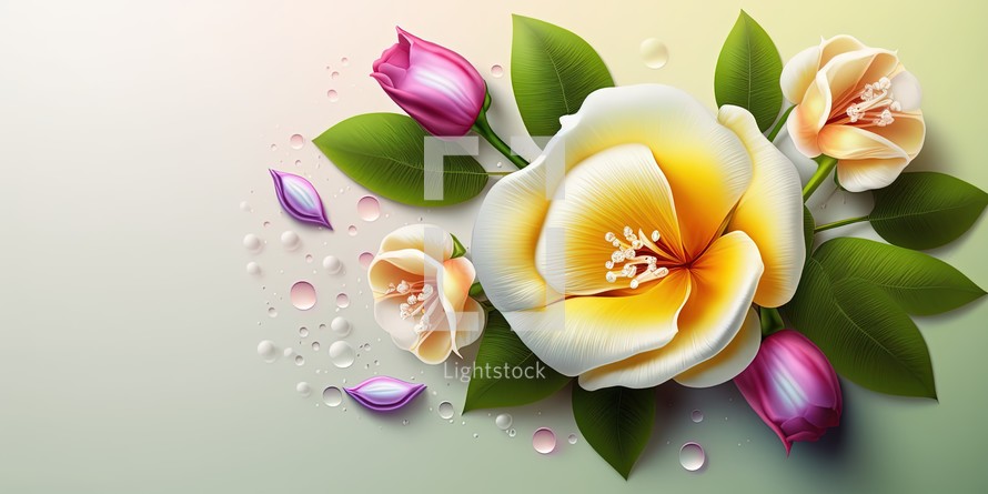 Realistic Floral Nature Illustration of Alamanda Flower Blooming