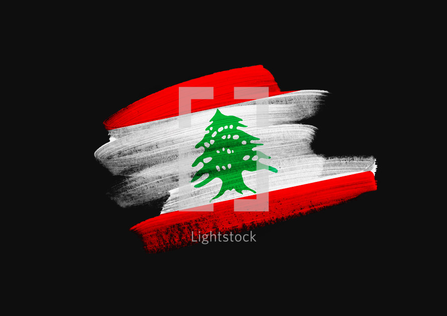 brush stroked flag of Lebanon 
