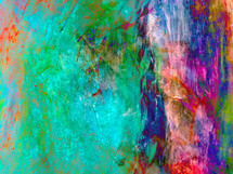 colorful paint mess in green, peach, blue, pink