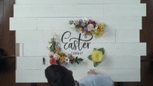 drawing an Easter sign 