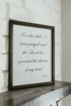 A picture frame with a Scripture verse