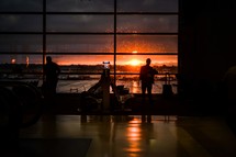 airport terminal at sunset 