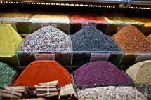 A market full of spices and seasonings