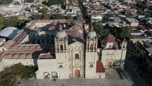 Church Of Santo Domingo de Guzman, Oaxaca, Mexico - aerial drone shot	