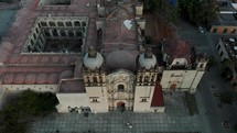 Aerial drone shot Of Historic Santo Domingo Church In Oaxaca, Mexico.