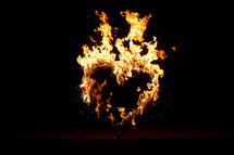 heart shape of flames 