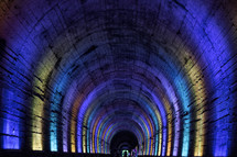 Lighted Japanese train tunnel in korea
