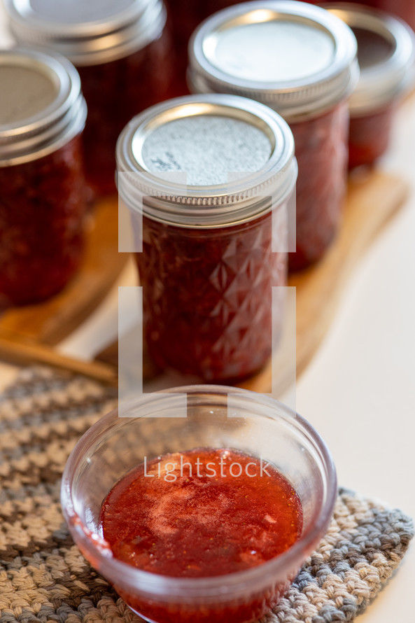 close up of strawberry jam
