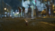 Children love launching firecrackers on Las Fallas, Spain