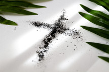 cross of ashes and palm fronds 