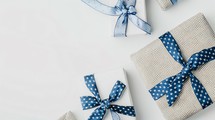 Gifts with blue bows, Copy Space
