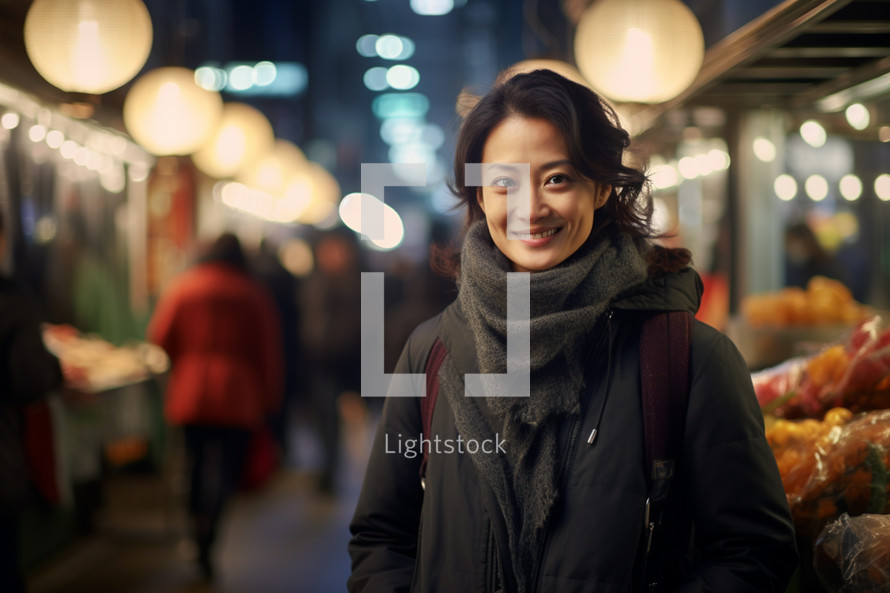 Young Asian woman in a market