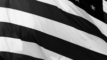 American flag in black and white 