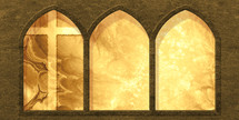 golden stained glass window arches 