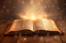 An Open Bible with Bright Light