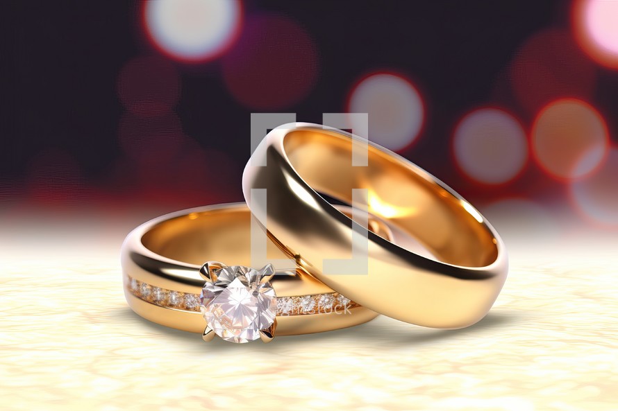 Marriage Ring on Soft Bokeh Background