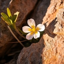 A wild flower grows in the rock 