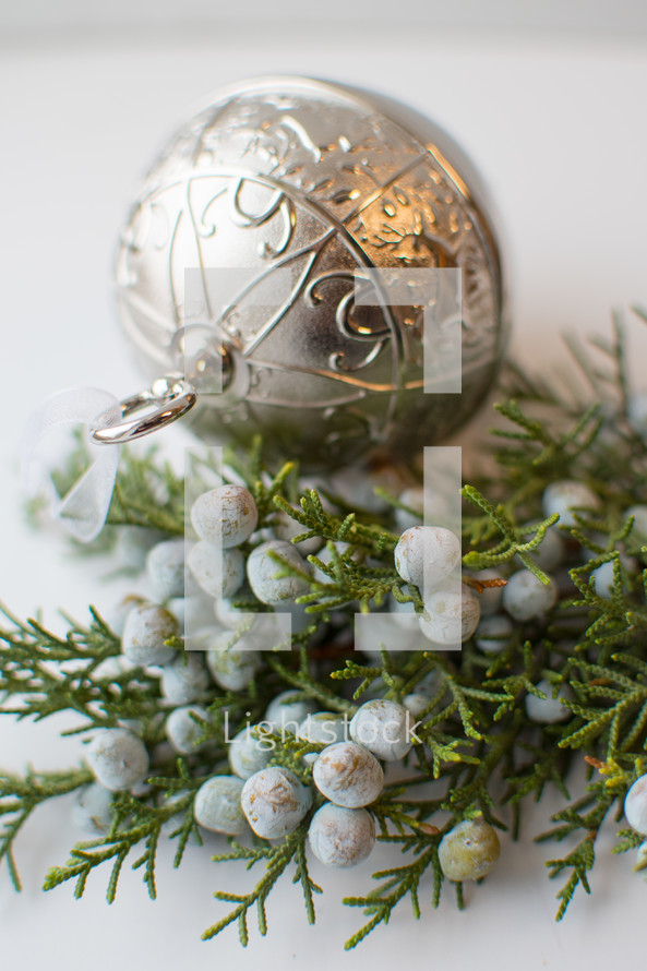 juniper with berries and ornament 
