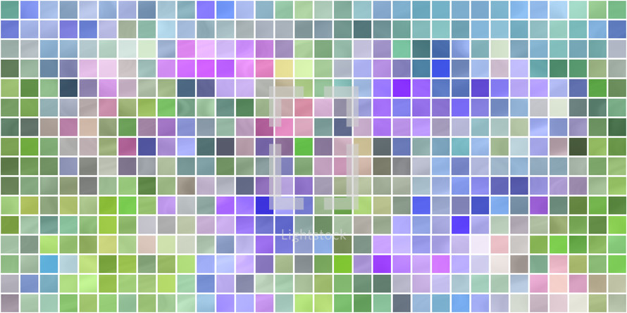 colorful grid in garden colors of green, purple, blue and more