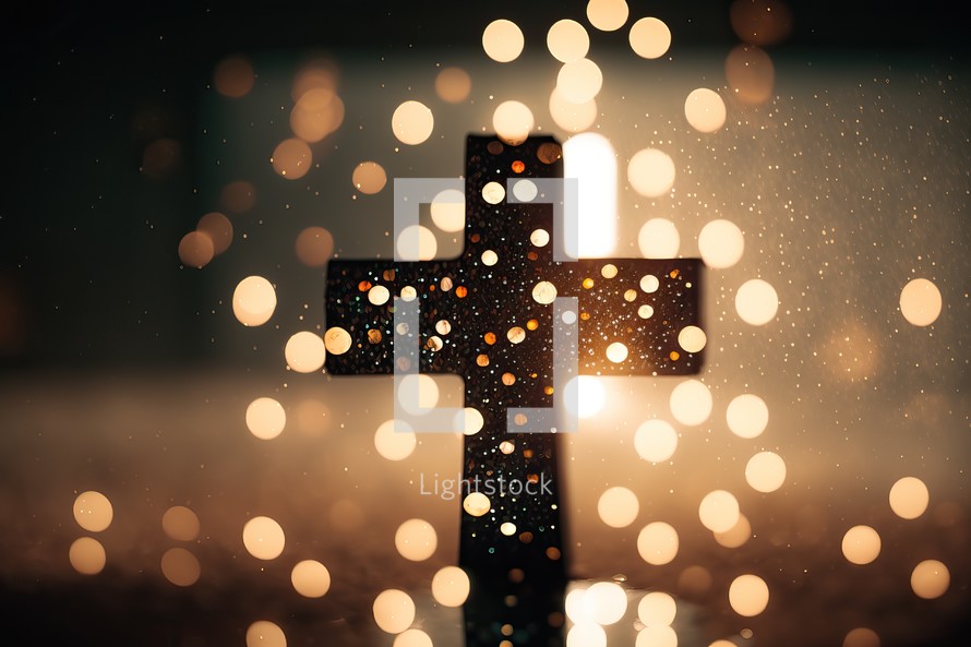 Cross on the Bokeh Light Background