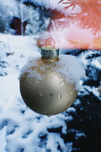 snow on an ornament 