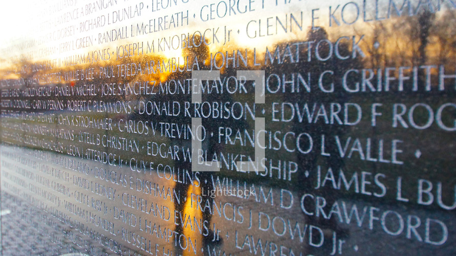 Names on the Vietnam War Memorial - editorial use only