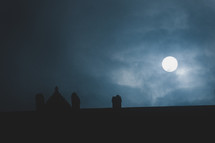 full moon over rooftops in Edinburgh 