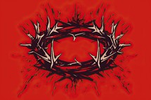 Crown of Thorns Illustration on Red Background